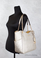 Michael Kors Jet Set Large Pale Gold X Cross Chain Tote