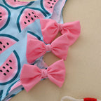Baby Girl Watermelon Print Bow One-Piece Swimsuit