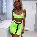 Fluorescent Color Crop Top and Backpack Strap Set