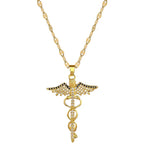 Winged Caduceus Pendant Necklace