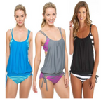 Women's Striped Blouson Tankini Set