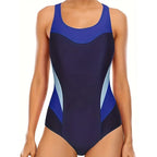 Athletic Color Block Printed One-Piece Swimsuit