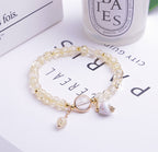 Crystal Beaded Bracelet with Lucky Cat Charm