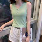 Korean Casual V-Neck Slim Fit Women's Tank Top