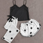 Cute Women's Sleepwear Set with Silk Feel (3 Pieces)