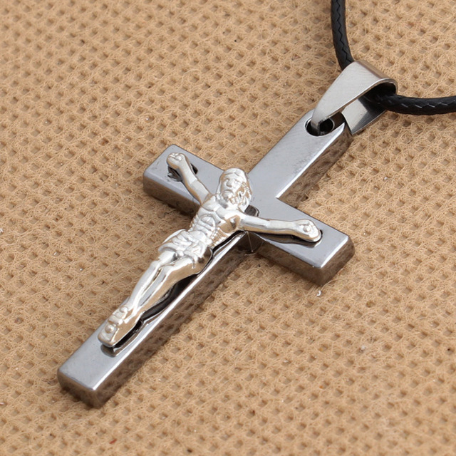 Titanium Steel Jesus Crucifix Cross Pendant Necklace | Christian Jewelry