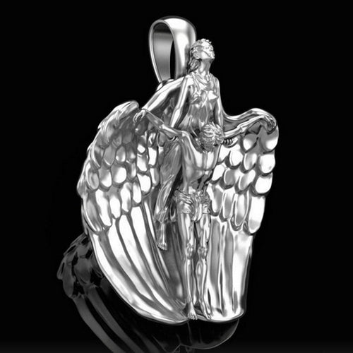 Angel and Christ Pendant Necklace