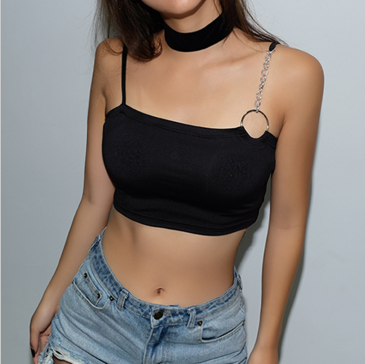 New Women's Crop Top with Iron Ring Straps