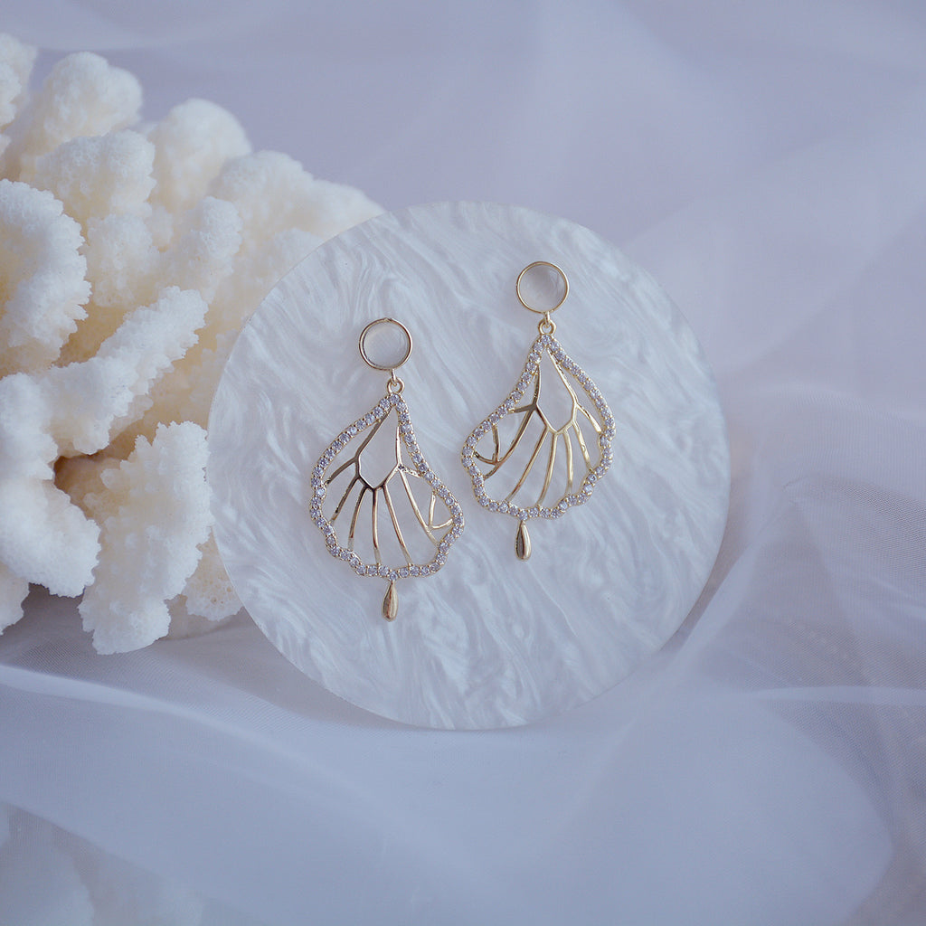 Zircon Butterfly Wing Drop Earrings
