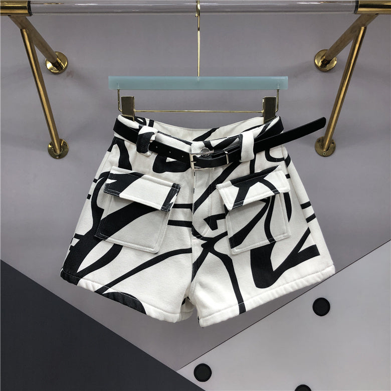 High-Waisted Slim Irregular Shorts for Women