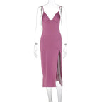 Spaghetti Strap Deep V-neck Bodycon Dress