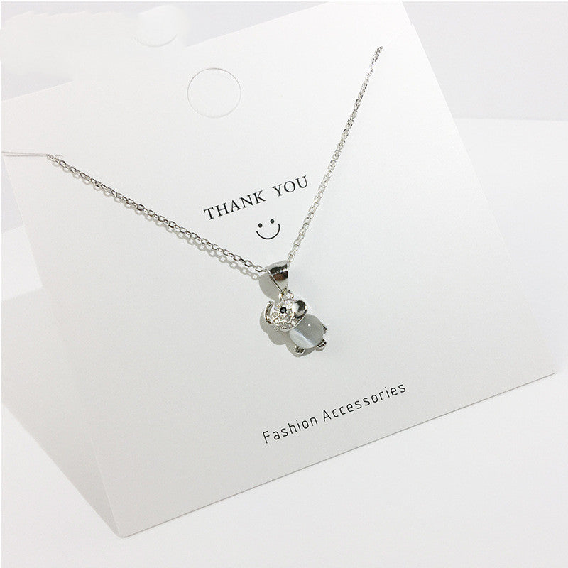 Opal Elephant Pendant Necklace