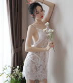 Sheer Lace Nightgown Set with Backless Camisole