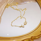 Korean Rose Pendant Cat Eye Necklace