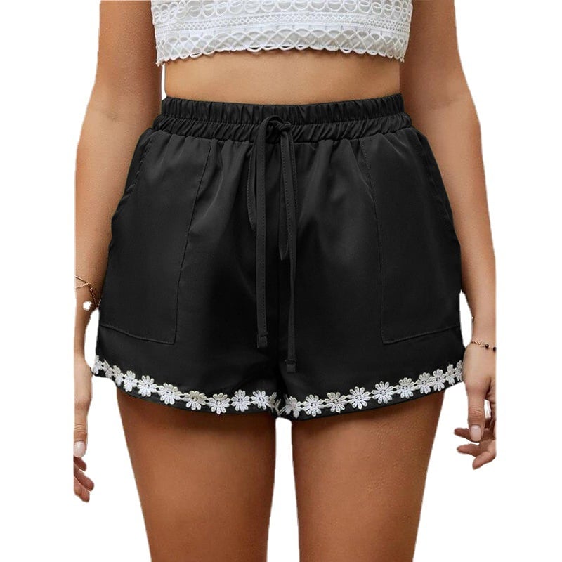 Lace Loose Elastic Tie Hot Pants for Women