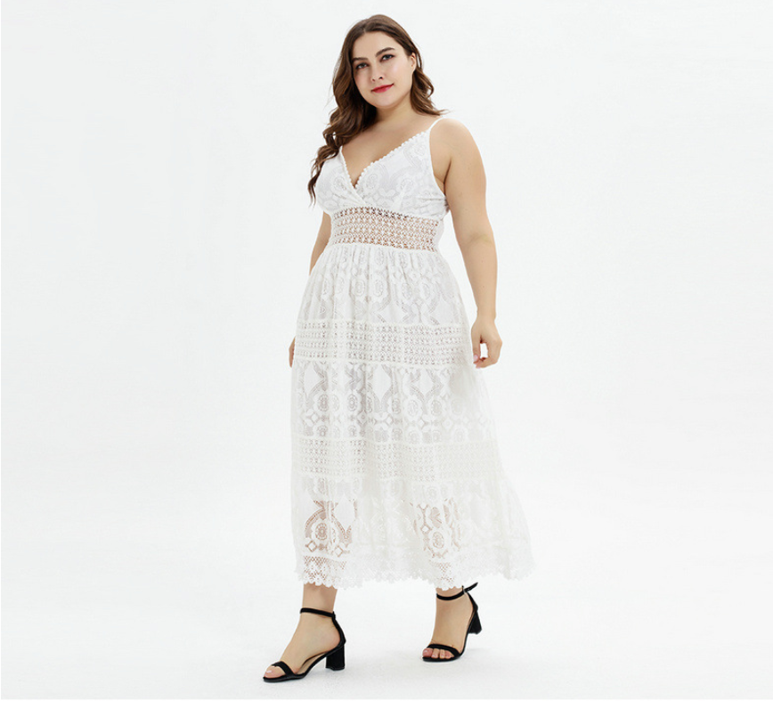 Solid Color Lace Panel Spaghetti Strap Dress