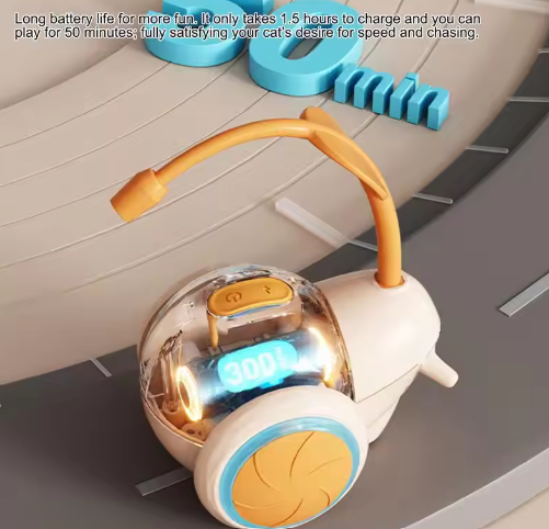 Interactive Automatic Cat Toy, Self-Moving Electric Feather Teaser Robot with Remote & LED Wheels, Rechargeable Smart Kitten Exerciser
