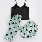Cute Women's Sleepwear Set with Silk Feel (3 Pieces)