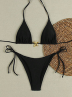 Red Triangle String Bikini Set with Starfish Charm