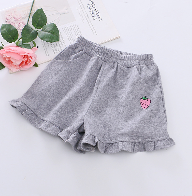 Girls' Strawberry Print Shorts (Three-Quarter Length)