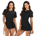 Women's Zip-Front Rash Guard Swim Set