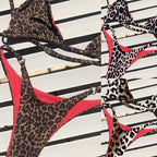 Leopard Print Triangle String Bikini Set