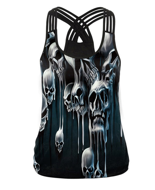 2018 New Skull Print Digital Tank Top for Women