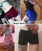Women's Flannel Elastic Tie Casual Sports Shorts