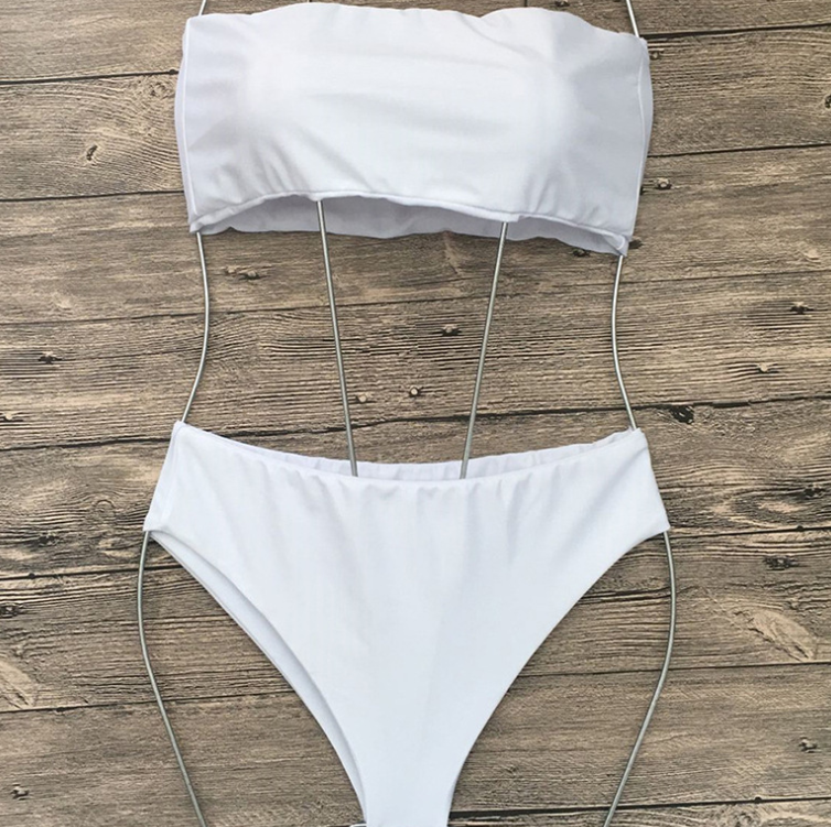 Women's Black Strapless Bandeau Bikini Set