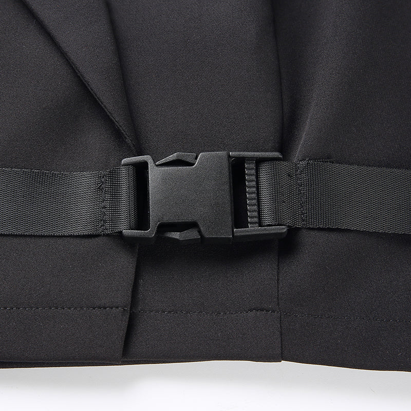Suit Jacket with V-Neck Crop Top and Button Closure