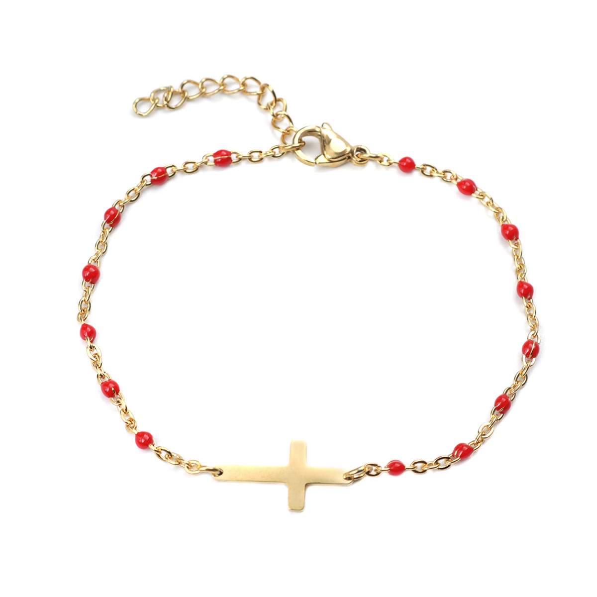 Dainty Cross Beaded Bracelet