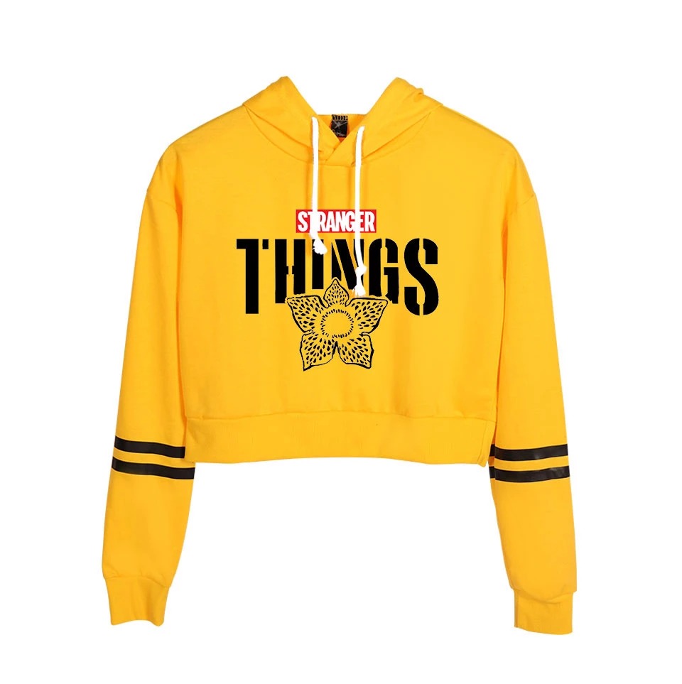 Stranger Things Cropped Hoodie for Women, Long Sleeve | Streetwear