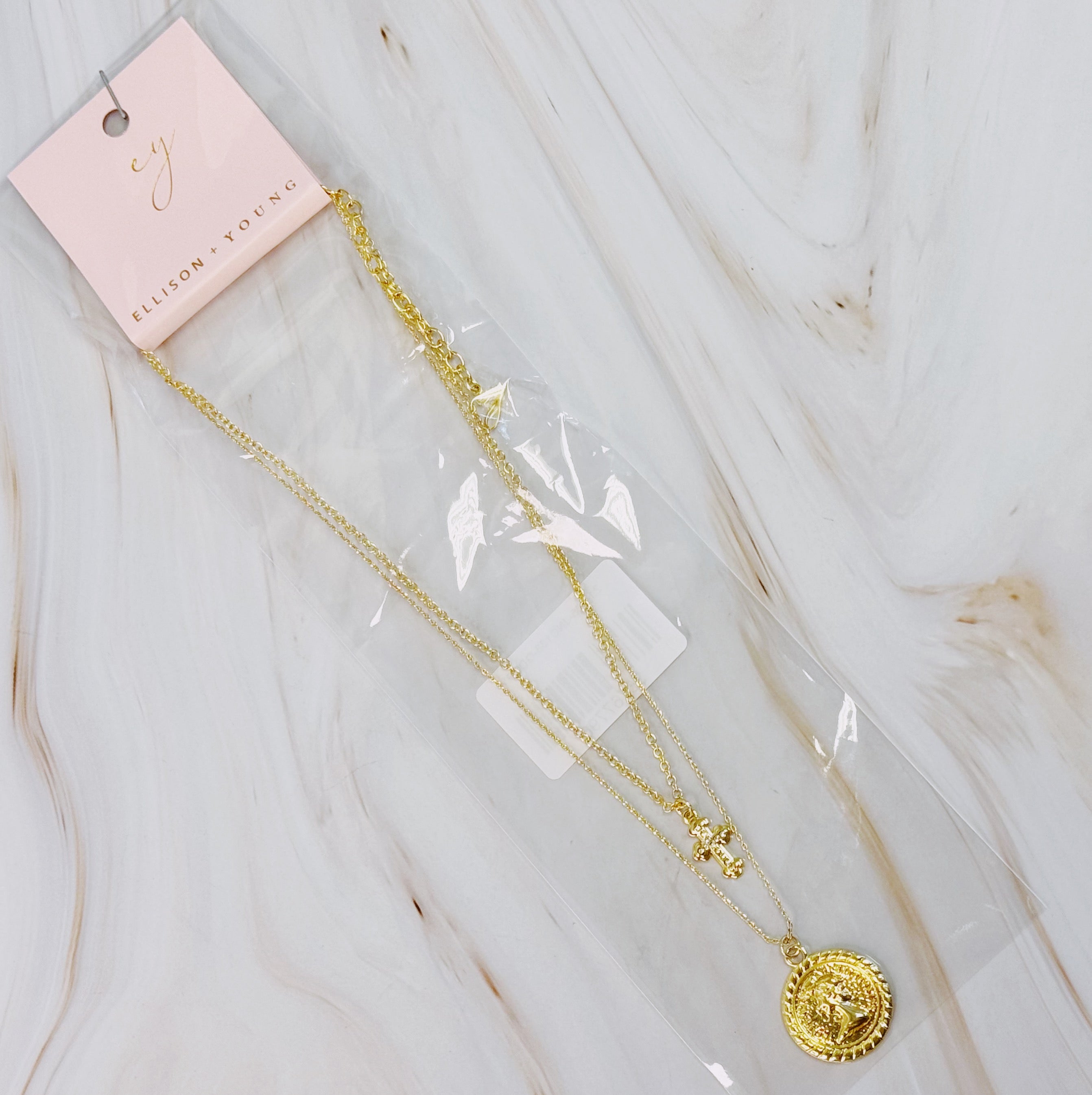 Cross And Coin Layered Necklace | Christian Jewelry