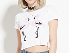 Flamingo Short Sleeve Crop Top Casual T-Shirt