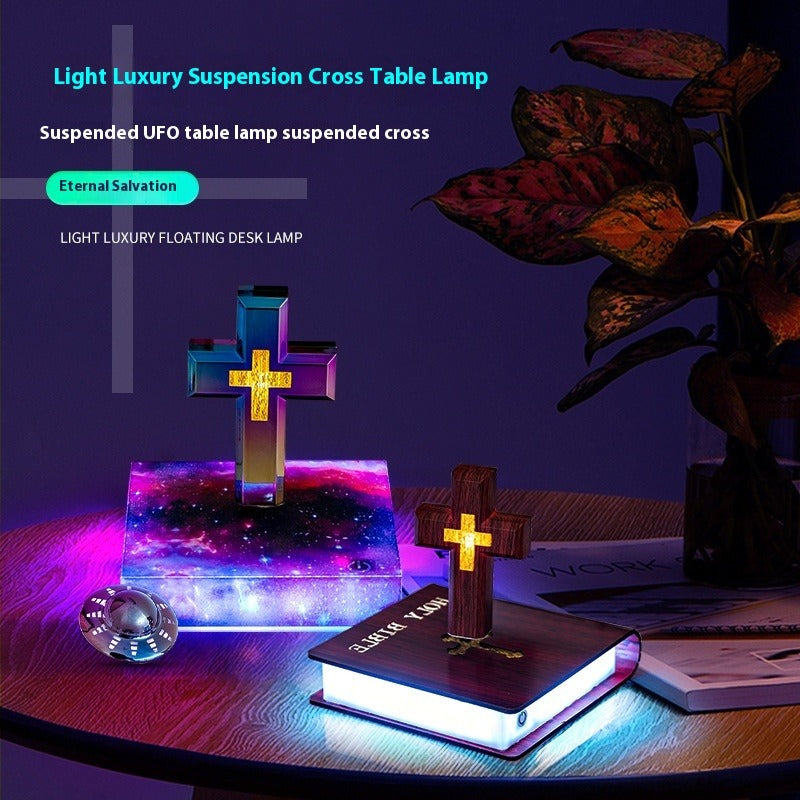 Floating Magnetic Cross Bible Lamp | Christian Home Decor