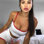 Contrast-Trim Cami and Booty Shorts Set