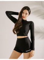 Women's Long-Sleeve Zip Rash Guard and Swim Shorts Set