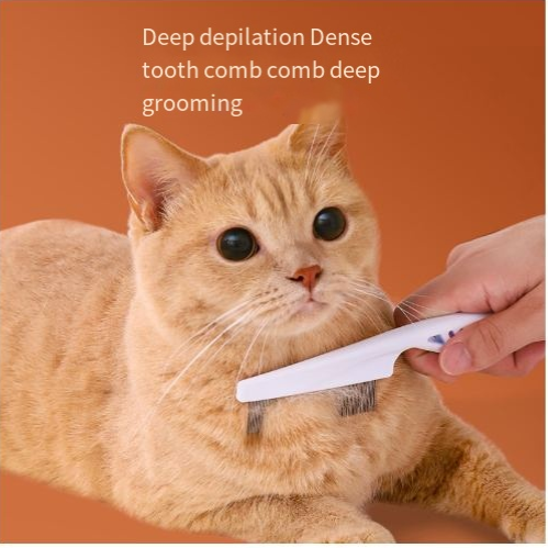 Stainless Steel Pet Grooming Comb for Dogs & Cats, Dense Fine-Tooth Flea & Shedding Comb with Rounded Skin-Safe Pins