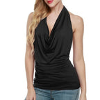 Summer Slim Backless V-neck Solid Tank Top for Women