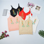 Ethnic Style Embroidered Knit Camisole for Women