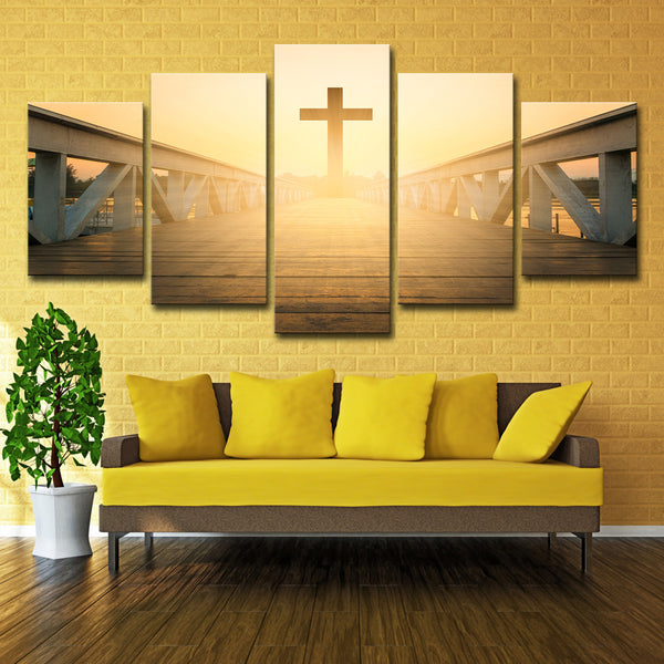 Cross at Sunrise Canvas Wall Art - Christian Home Decor