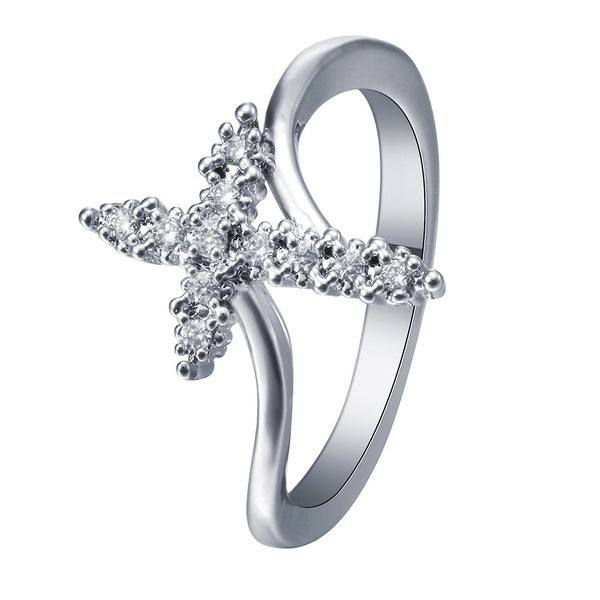 CZ Cross Ring for Women - Silver