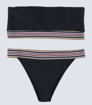 Strapless Bandeau Bikini with Striped Band