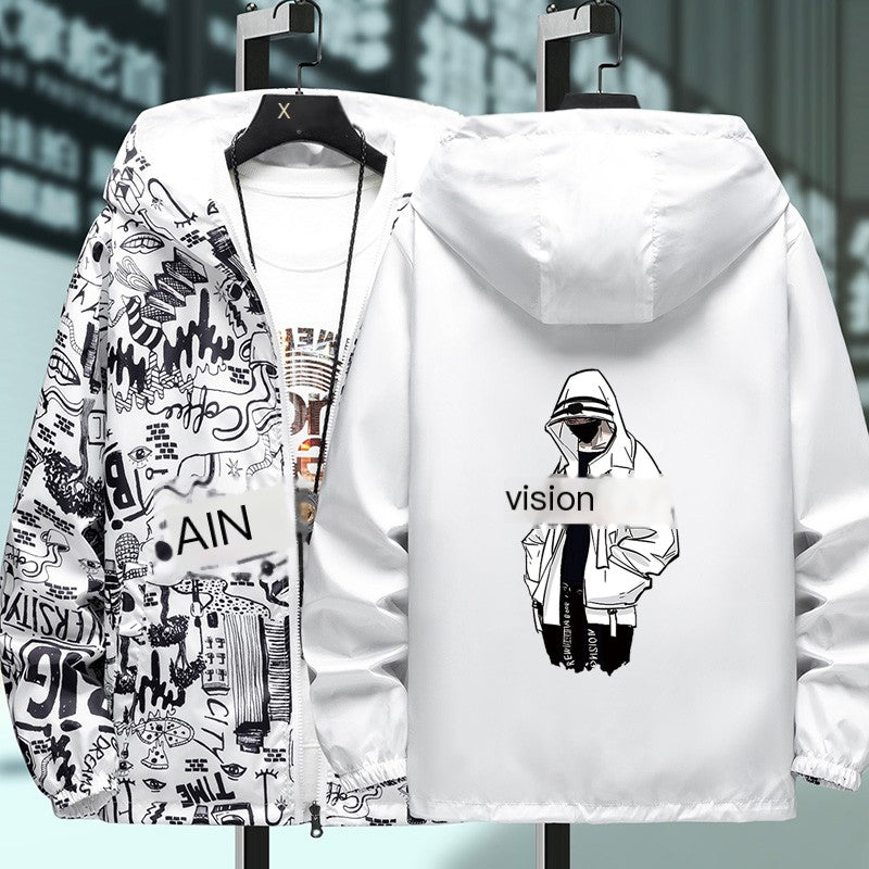 Reversible Men's God Hooded Jacket for Spring & Autumn