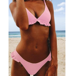 Women's Solid Color Ruffle Bikini Set
