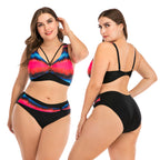 Plus Size Ombre Strappy High-Waist Bikini Set