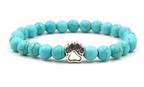 Green Turquoise Stone Beaded Bracelet with Dog Paw Charm