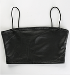 Faux Leather Spaghetti-Strap Crop Top