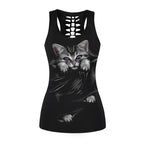 Women's Slim Fit Cat Print Sports Tank Top