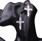 Baroque Gothic Filigree Cross Drop Earrings